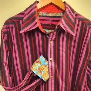 Robert Graham XL Burgandy and Pink Long Sleeve Shirt